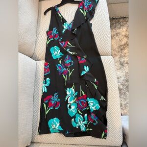 Diane Von Furstenberg Black Dress with Floral Accents